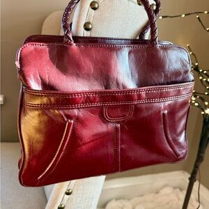 Vintage 1970s Tanito Envelope Accordion Burgundy Leather tote Bag briefcase